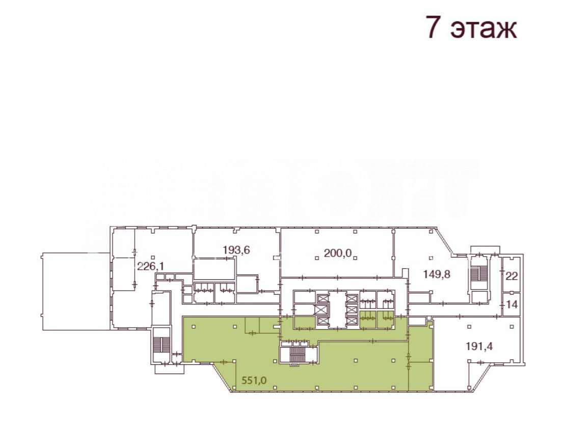 Планировка офиса 211-551 м², 7 этаж, БЦ «Сенатор на 18 В.О. линии 29И»
